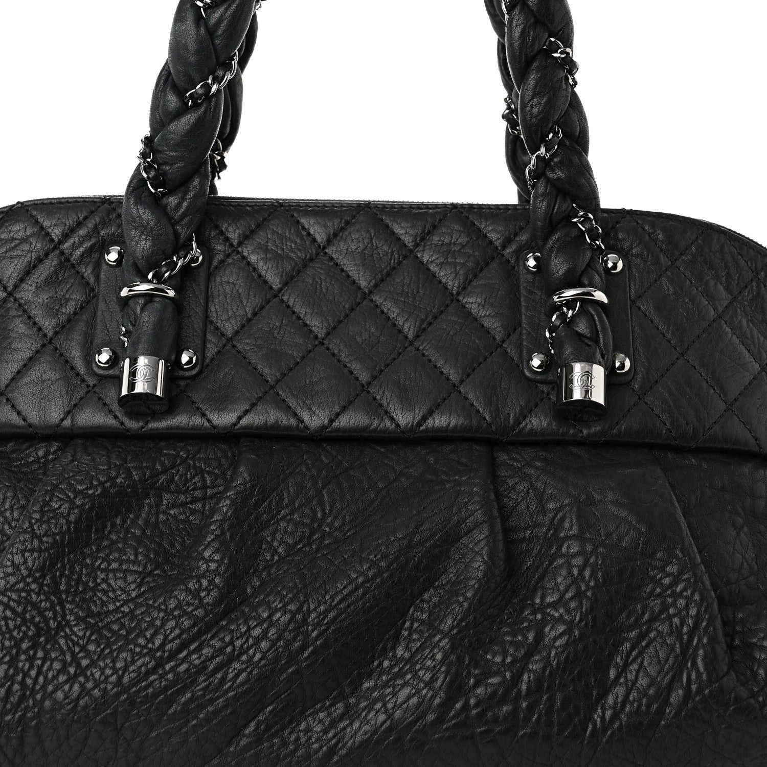 Chanel Distressed Lambskin Large Lady Braid Satchel Black 7 of 9