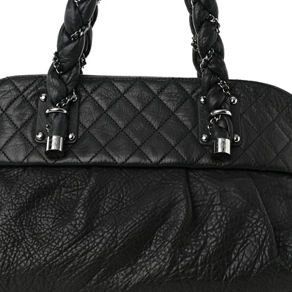 Chanel Distressed Lambskin Large Lady Braid Satchel Black 7 of 9
