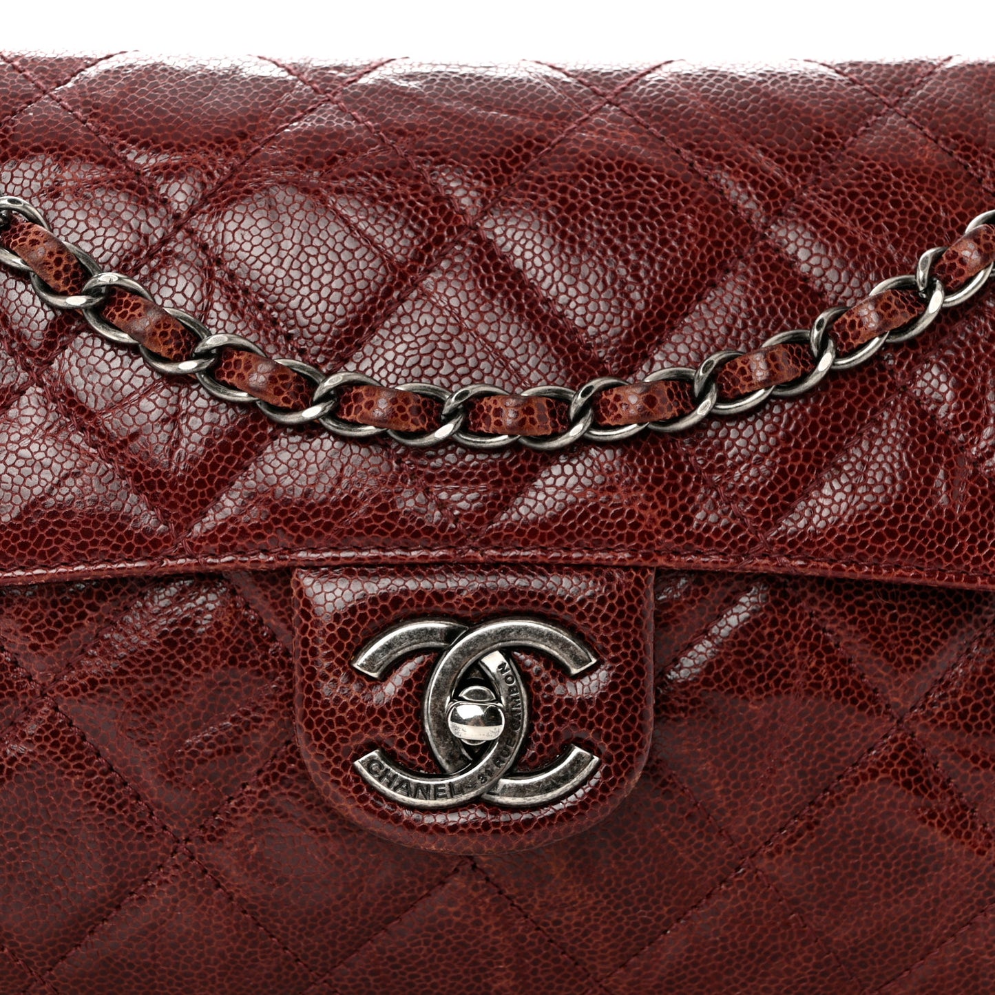 Crumpled Grained Calfskin Medium CC Crave Flap Bordeaux