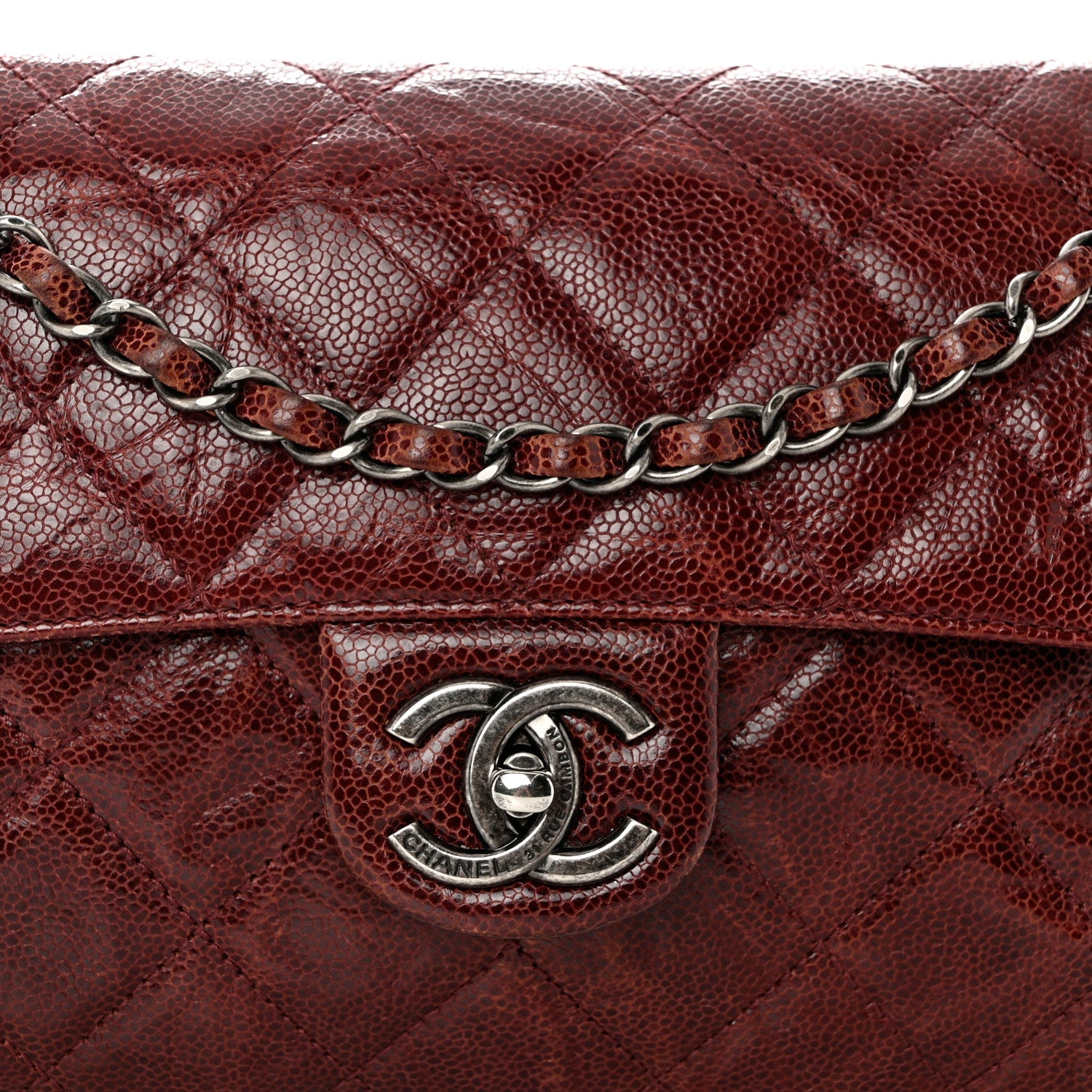 Chanel Crumpled Grained Calfskin Medium CC Crave Flap Bordeaux 8 of 10