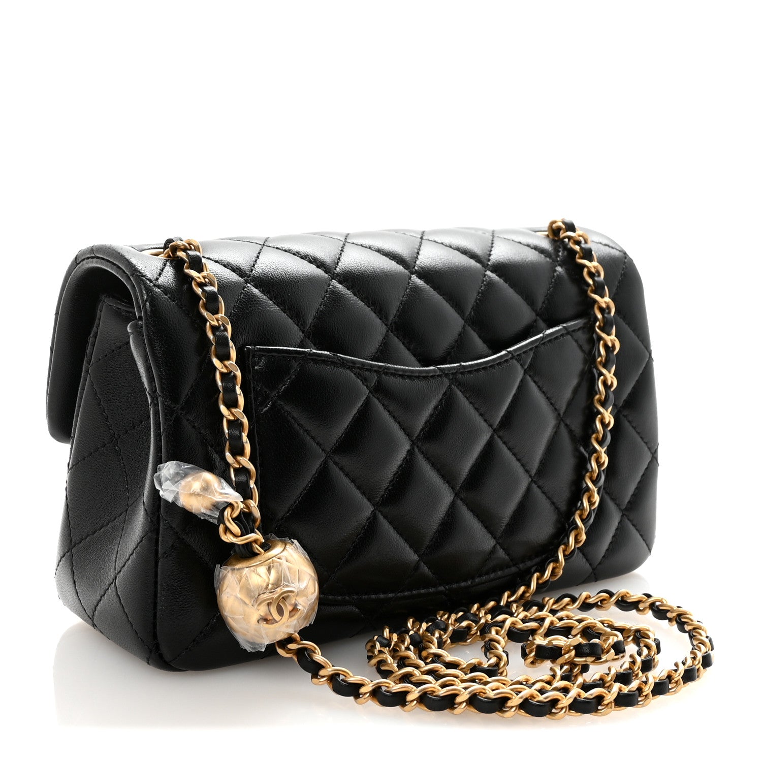 CHANEL ブラックレザー パース ゴールド シャネル CHANEL シャネル22 ミニ レザー チェーンショルダー ブラック