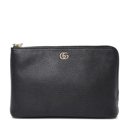 Gucci Calfskin GG Marmont Zip Pouch Black 1 of 7