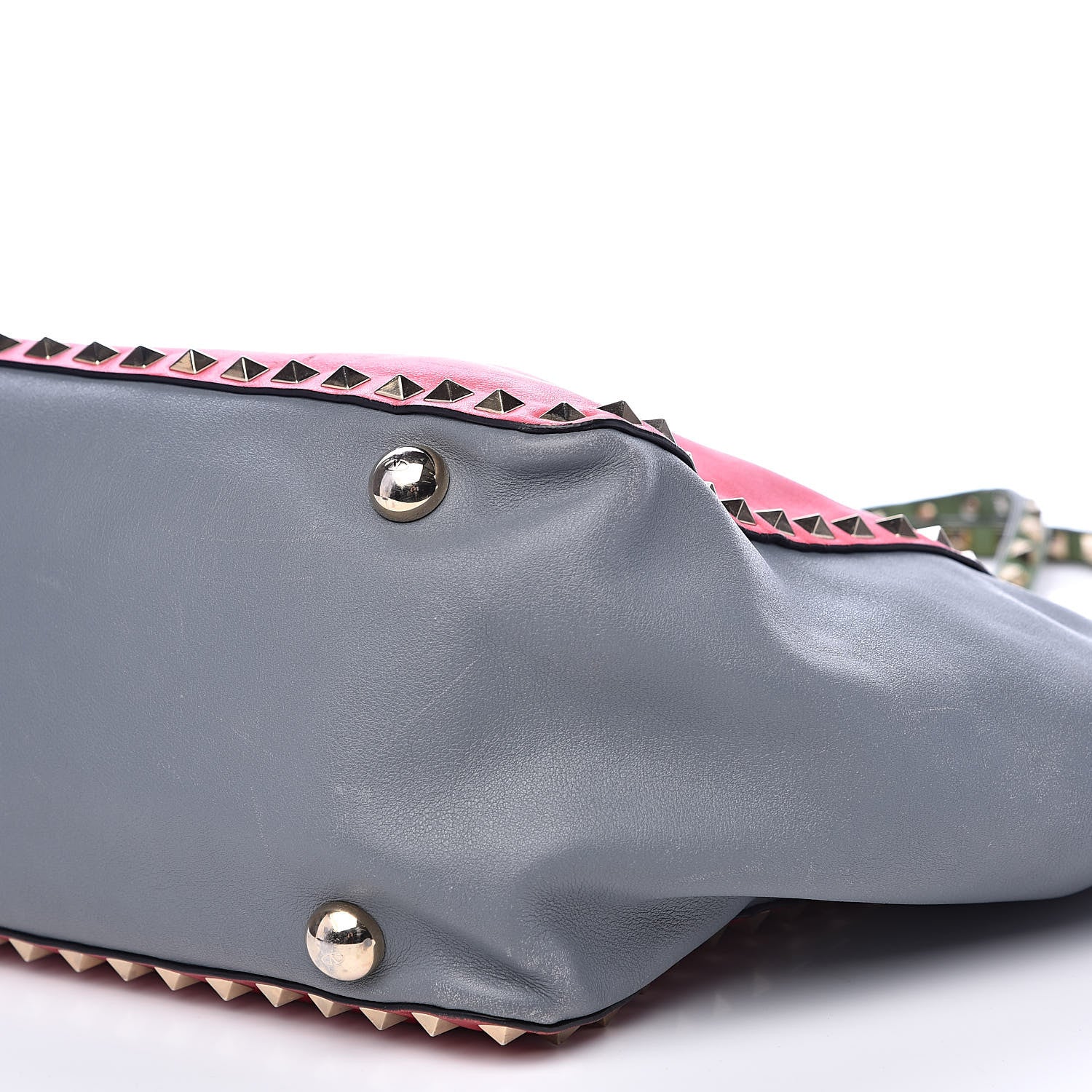 Valentino Garavani Vitello Colorblock Medium Rockstud Tote Deep Rose Clover Grey Scarlet 7 of 20