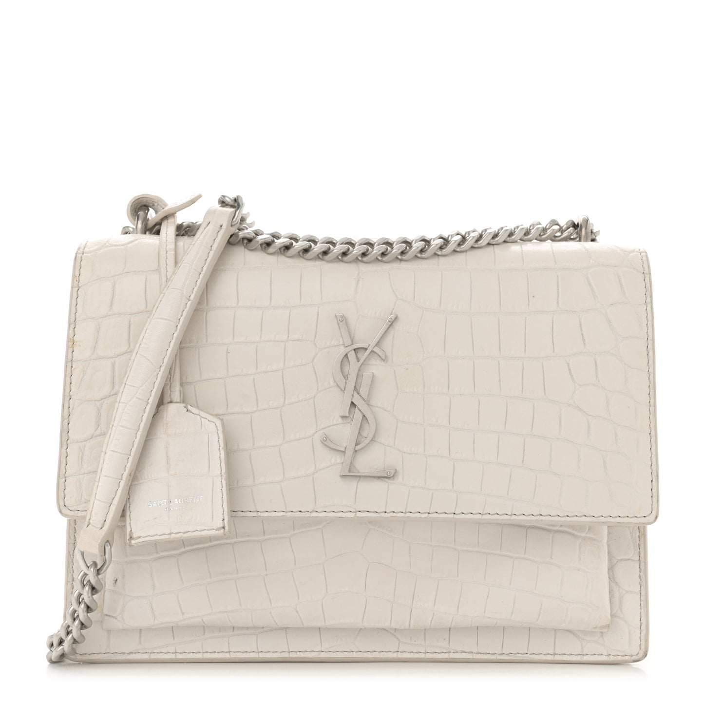Calfskin Crocodile Embossed Medium Monogram Sunset Blanc Vintage