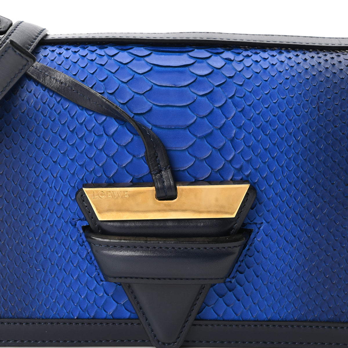 Snakeskin Medium Barcelona Shoulder Bag Blue Black