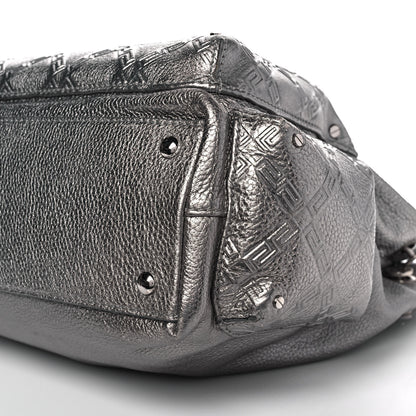 Versace Metallic Calfskin Front Pocket Shoulder Bag Silver 8 of 8