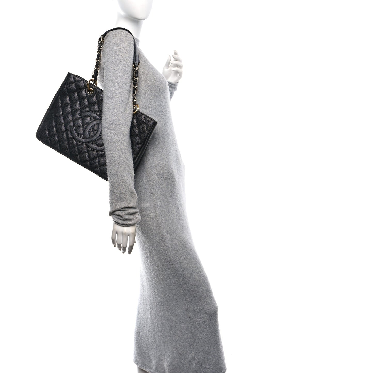 Caviar Quilted Grand Shopping Tote GST Black