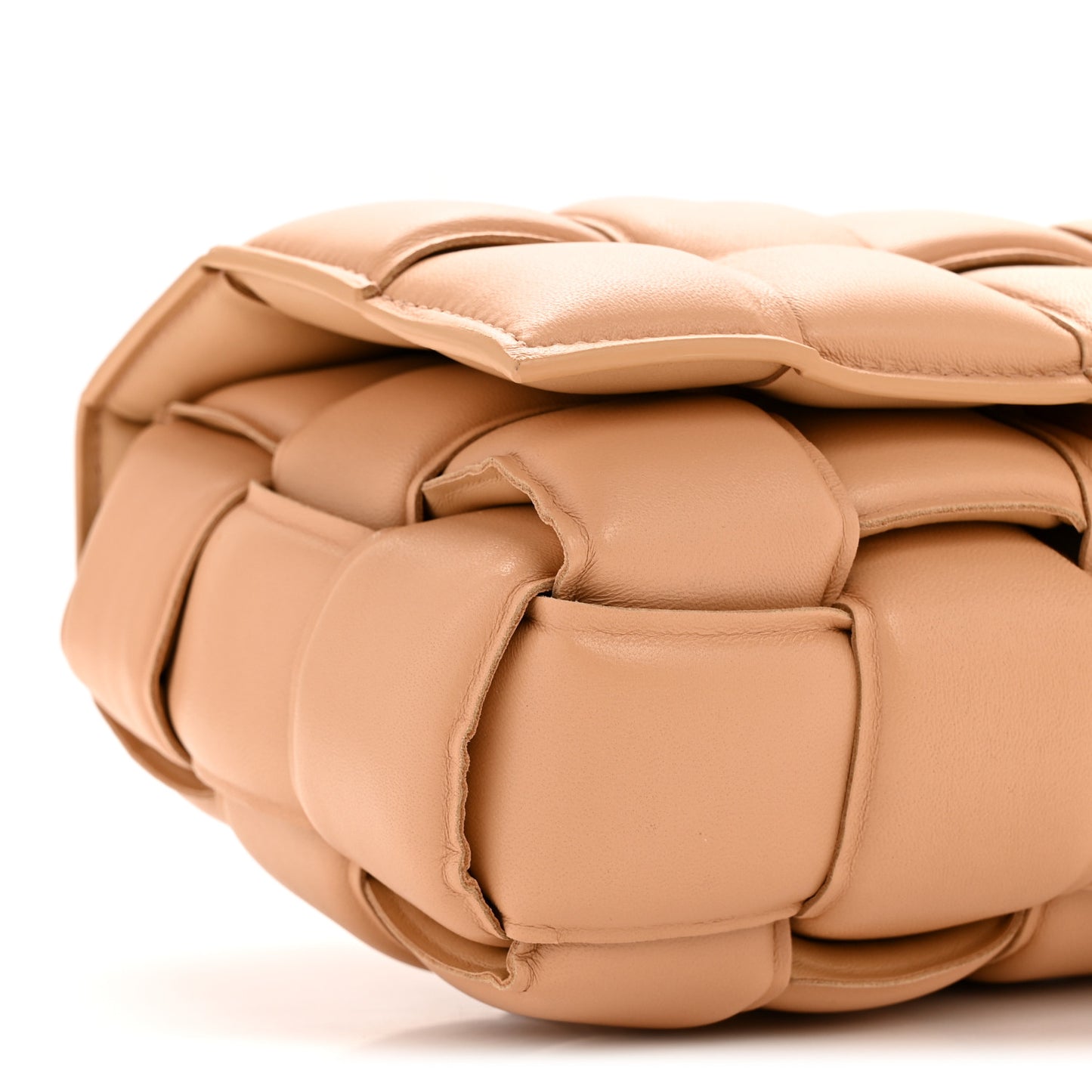 Nappa Maxi Intreccio Padded Cassette Crossbody Bag Almond