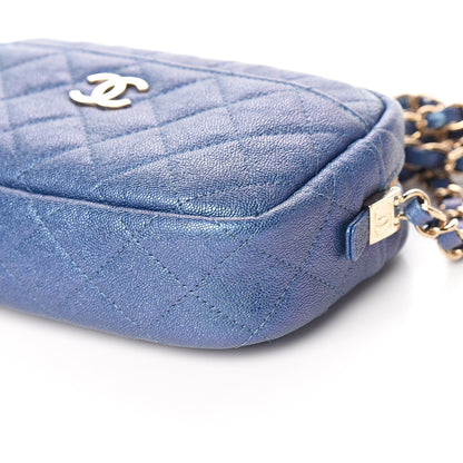 Chanel Iridescent Caviar Quilted Camera Case Blue 8 of 10