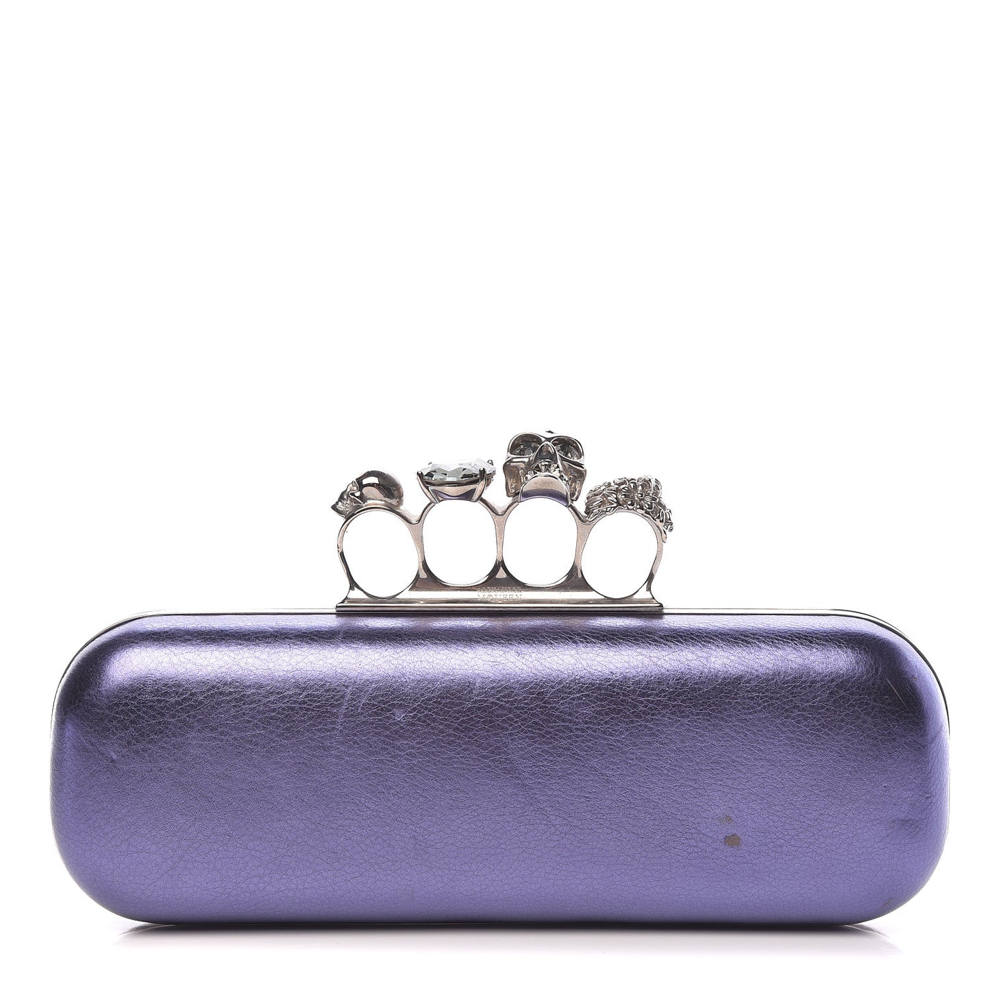 Metallic Nappa Knucklebox Clutch Purple