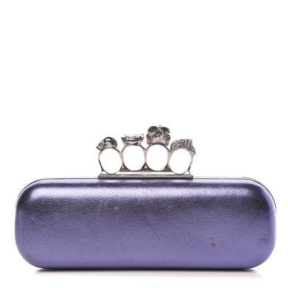 Alexander McQueen Metallic Nappa Knucklebox Clutch Purple 1 of 15