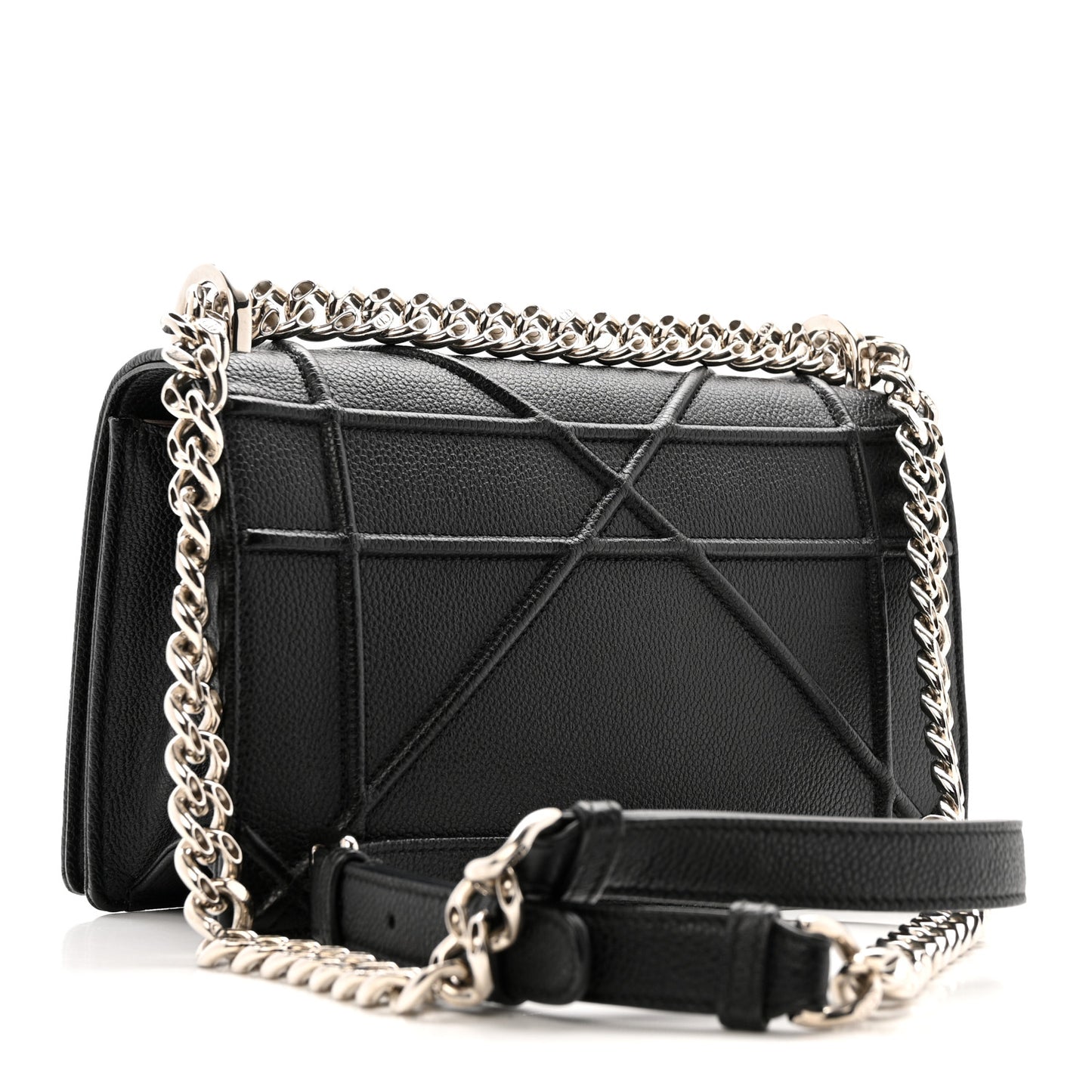 Grained Calfskin Small Diorama Flap Bag Black