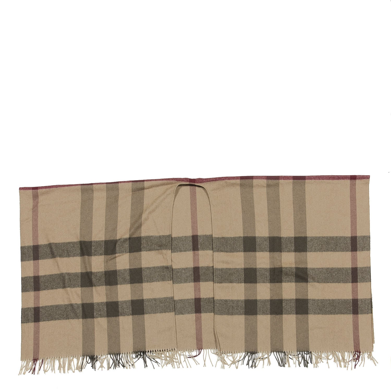 Burberry Merino Wool Cashmere Collette Smoked Check Cape Scarf Scarf Trench 1 of 2