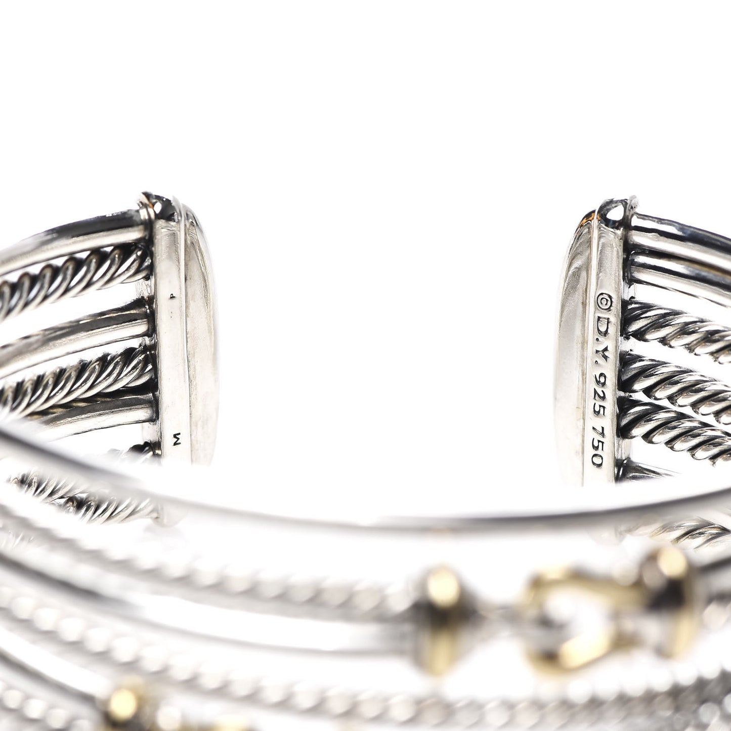 Sterling Silver 18K Yellow Gold 22mm Buckle Crossover Cuff Bracelet
