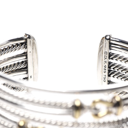 David Yurman Sterling Silver 18K Yellow Gold 22mm Buckle Crossover Cuff Bracelet 4 of 4