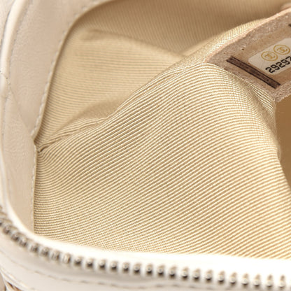 Chanel Calfskin Raffia Small Vanity Case Bag White Beige 7 of 15