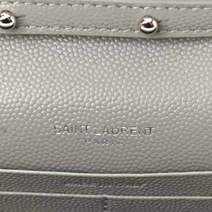 Saint Laurent Grain De Poudre Mixed Matelasse Triquilt Monogram Chain Wallet Fog 7 of 8