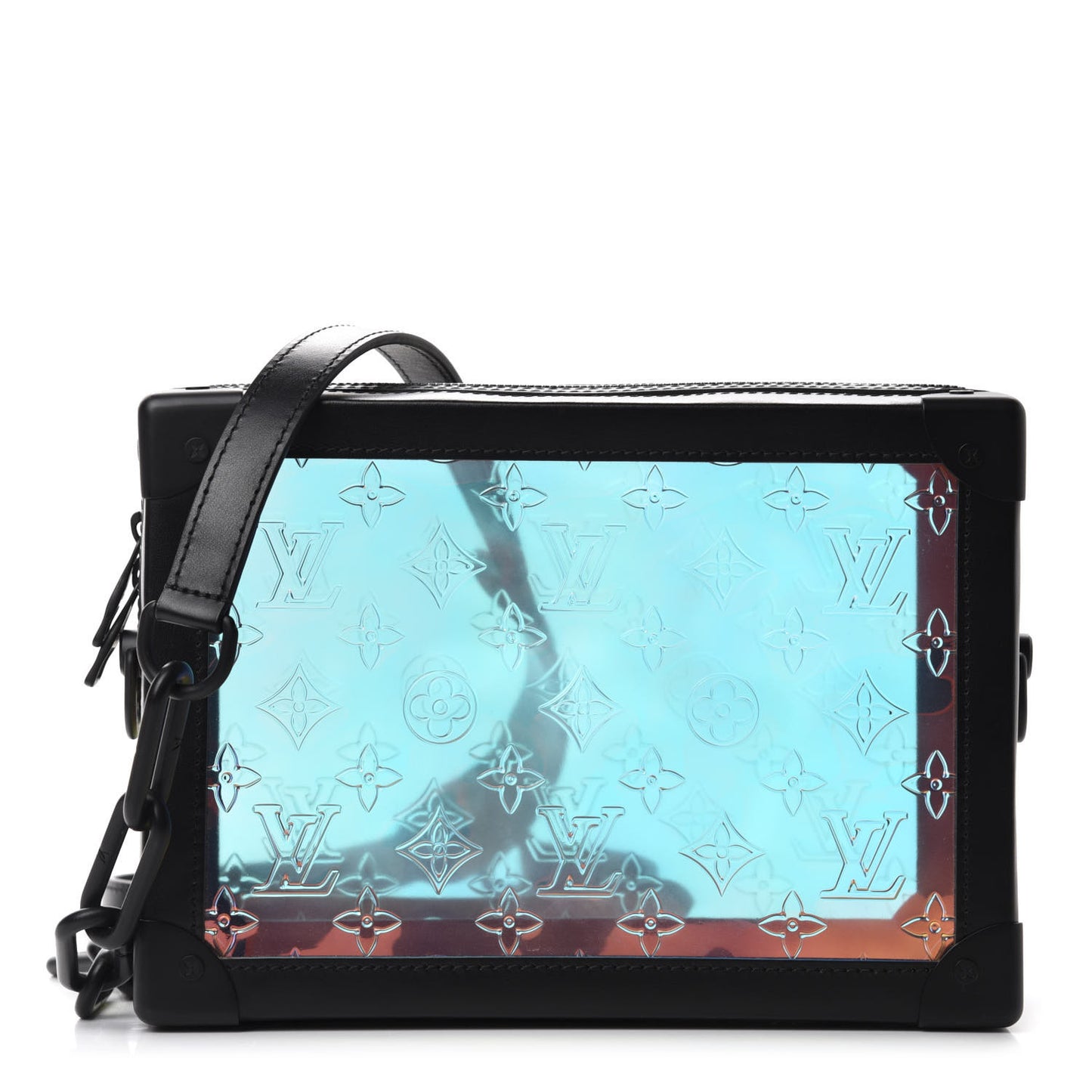 Calfskin PVC Monogram Solar Ray Soft Trunk Iridescent Prism Black
