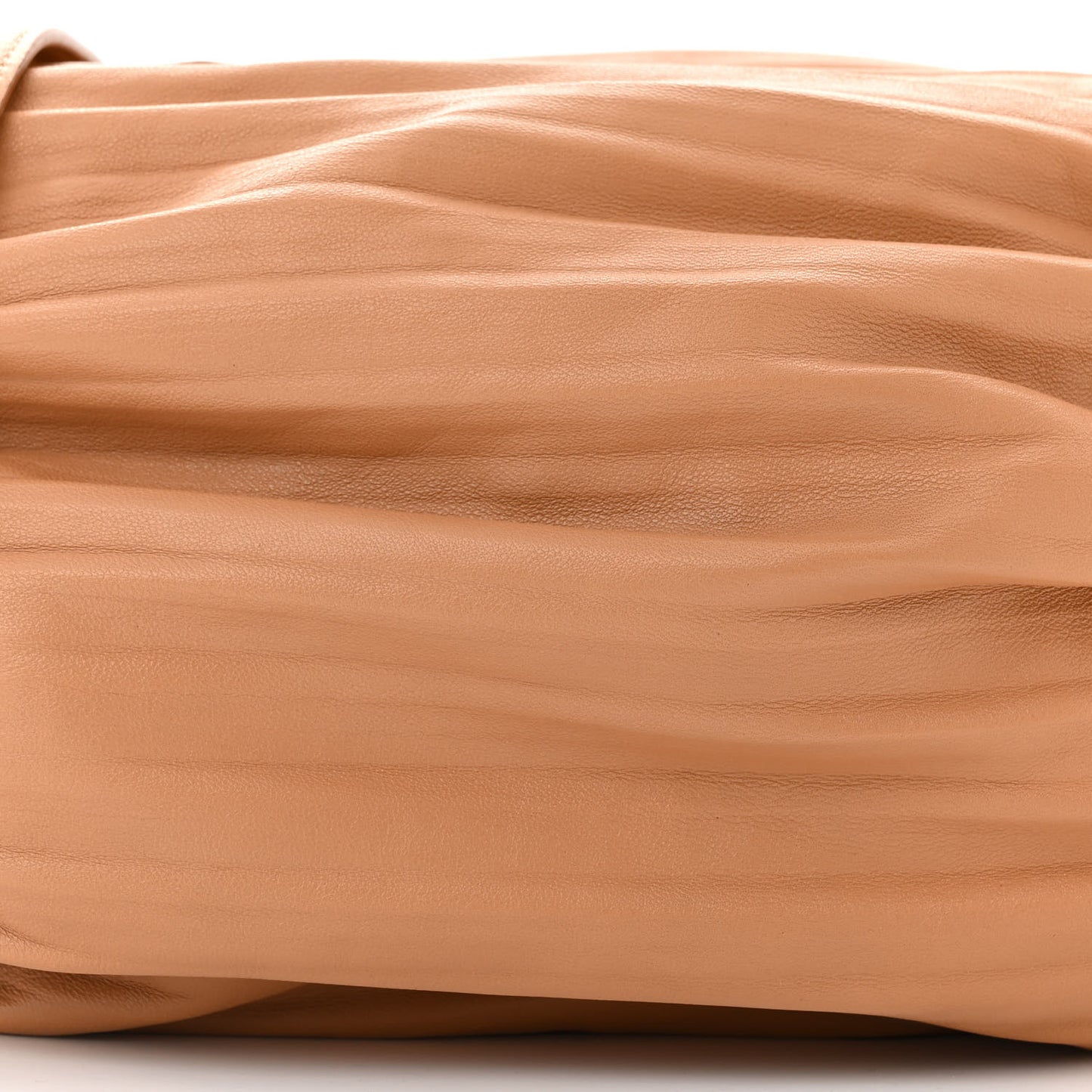 Lambskin Pleated Bracelet Pouch Shoulder Bag Warm Desert