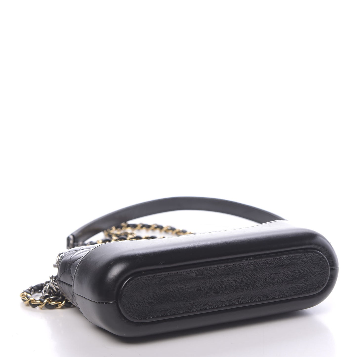 Aged Calfskin Quilted Small Gabrielle Clutch With Chain Black