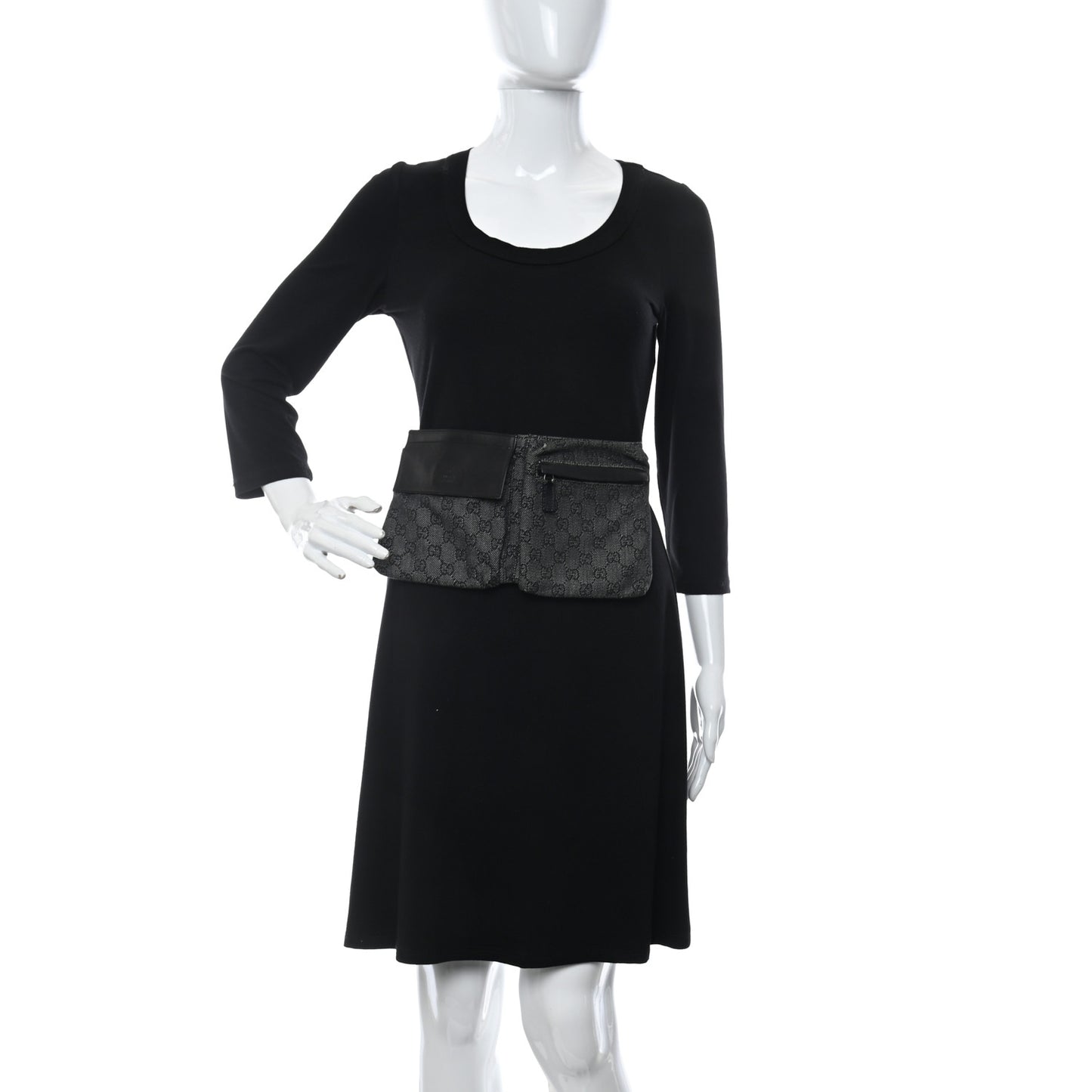 Denim Monogram Double Pocket Belt Bag Black