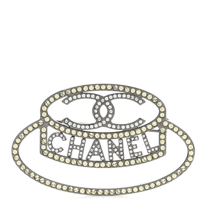 Chanel Ruthenium Strass Crystal Hat Brooch Pale Yellow 1 of 3