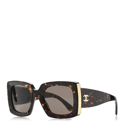 Chanel Acetate Rectangle Sunglasses 5435 Tortoise 1 of 8
