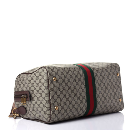 Gucci GG Supreme Monogram Textured Dollar Calfskin Web Medium Ophidia Carry-On Duffle Bag Beige Ebony New Acero 3 of 10