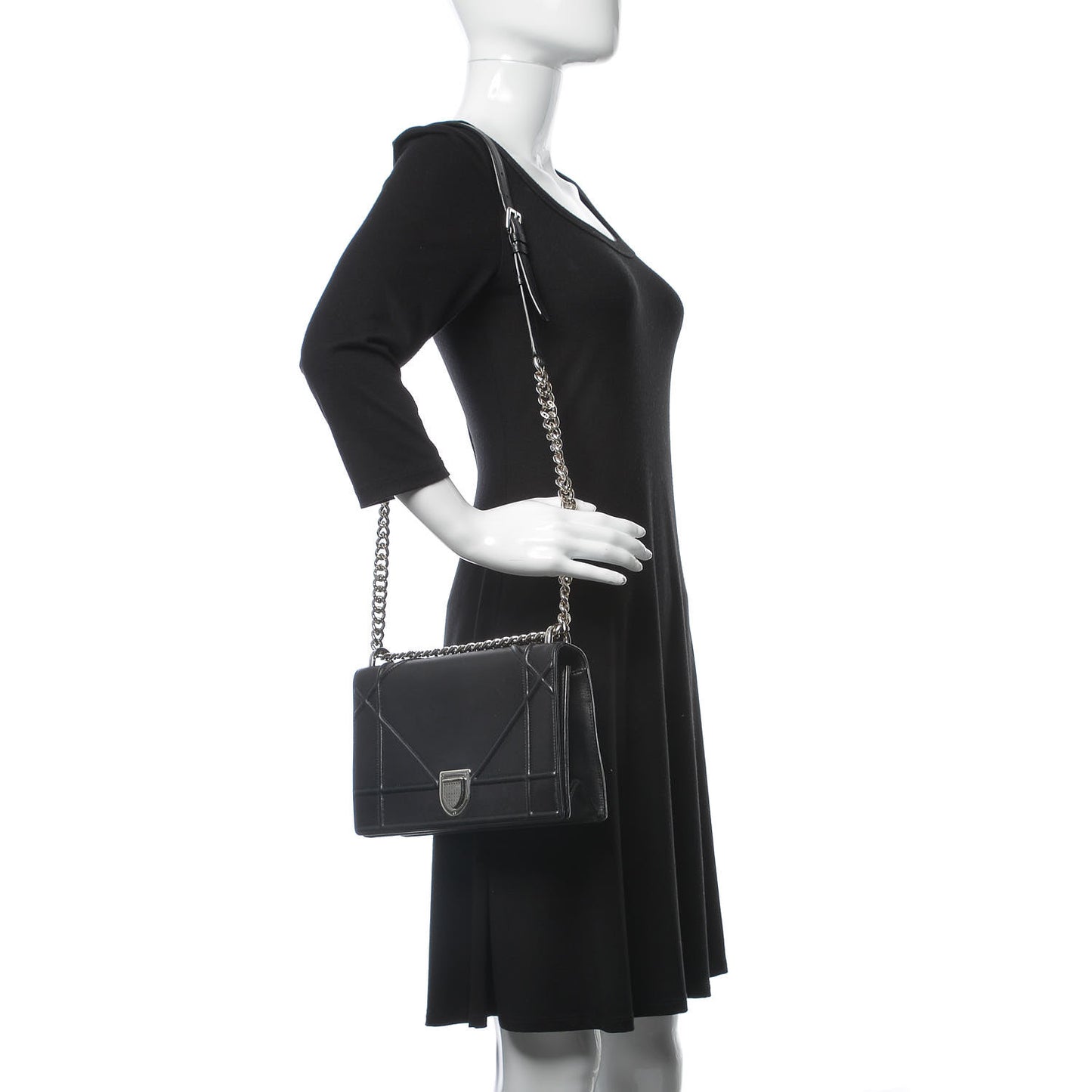 Lambskin Medium Diorama Flap Bag Black