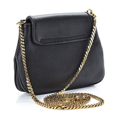 Gucci Pebbled Calfskin Small 1973 Chain Shoulder Bag Black 3 of 15