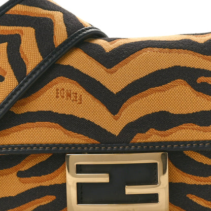 Fendi Canvas Chinese New Year Tiger Embroidered Mini Baguette Black Dark Yellow 8 of 11