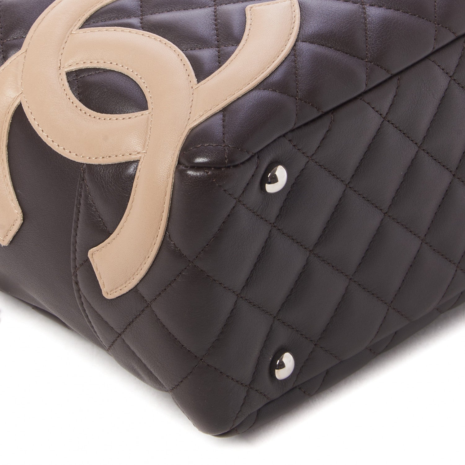 Chanel Calfskin Quilted Cambon Large Bowler Brown Beige 5 of 9
