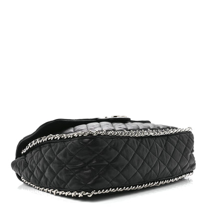 Chanel Washed Lambskin Chain Around Maxi Flap Bag Black 3 of 10