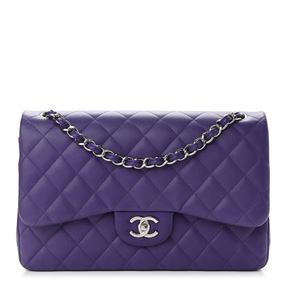 Chanel Lambskin Quilted Jumbo Double Flap Purple 1 of 9