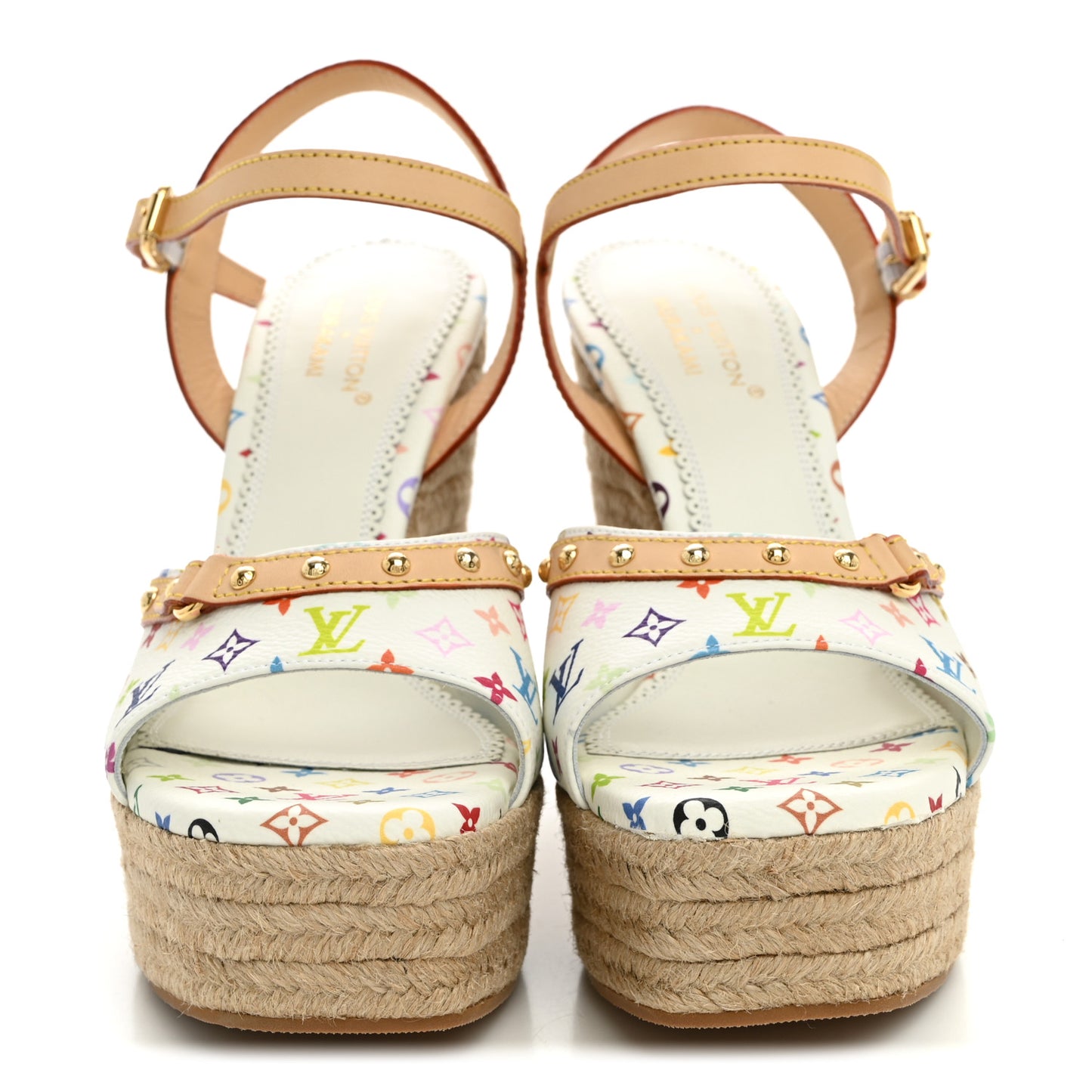 LV X TM Monogram Multicolor Helios Wedge Sandals 37 White