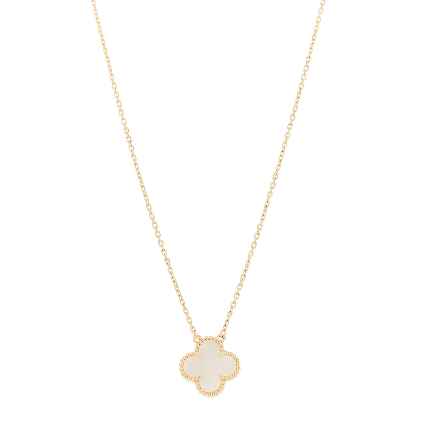 18K Yellow Gold Mother of Pearl Vintage Alhambra Pendant Necklace
