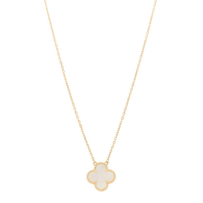 Van Cleef & Arpels 18K Yellow Gold Mother of Pearl Vintage Alhambra Pendant Necklace 1 of 5