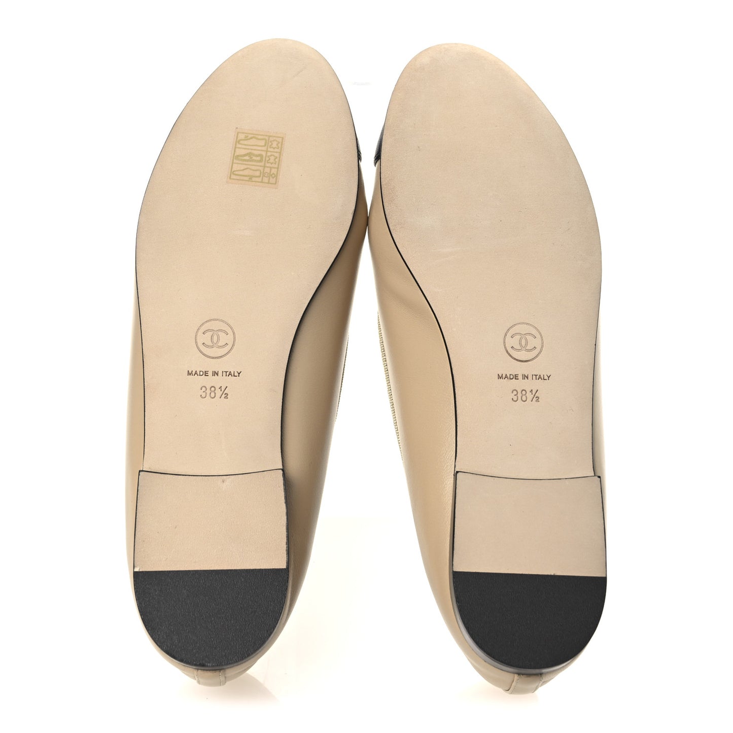 Lambskin Cap Toe CC Ballerina Flats 38.5 Beige Black