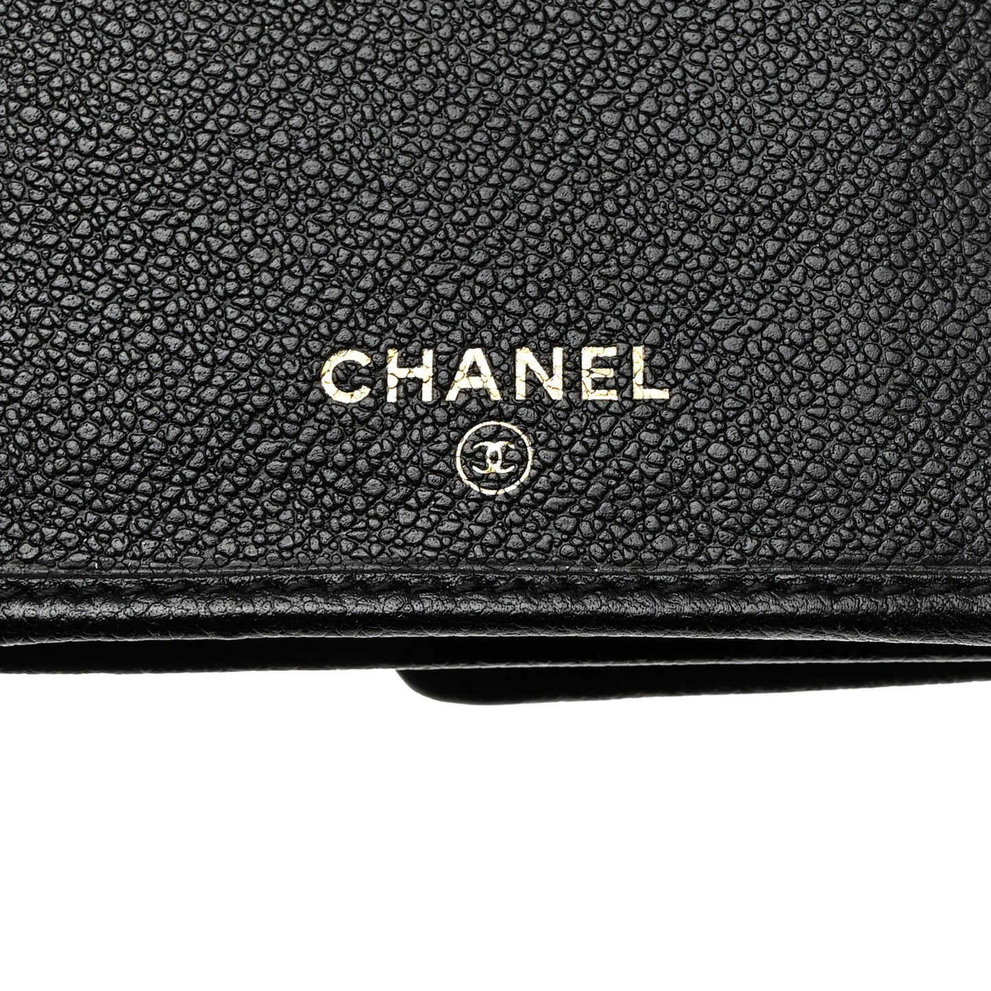 Grained Calfskin CC Button Long Wallet Black