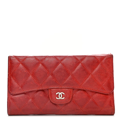 Chanel Calfskin Quilted Large Flap Wallet Red 1 of 13