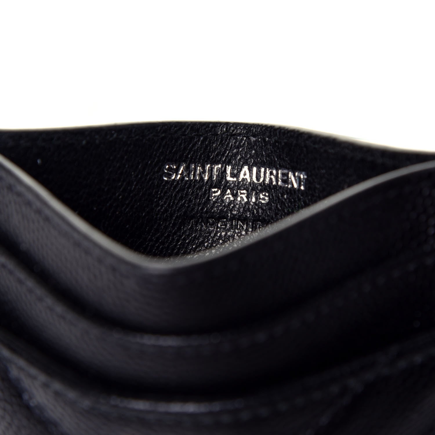 Saint Laurent Grain De Poudre Matelasse Chevron Monogram Credit Card Case Black 6 of 7