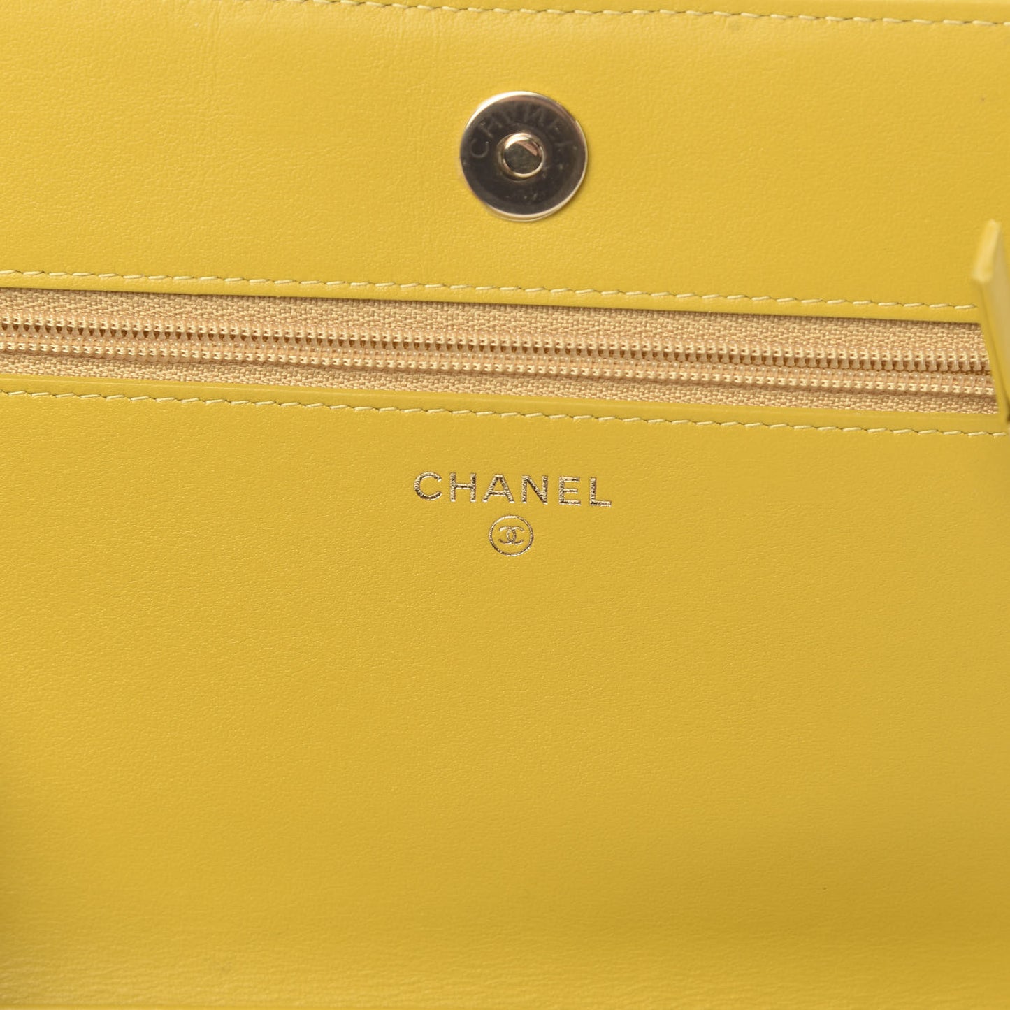 Caviar Chevron Quilted Boy Wallet On Chain WOC Yellow