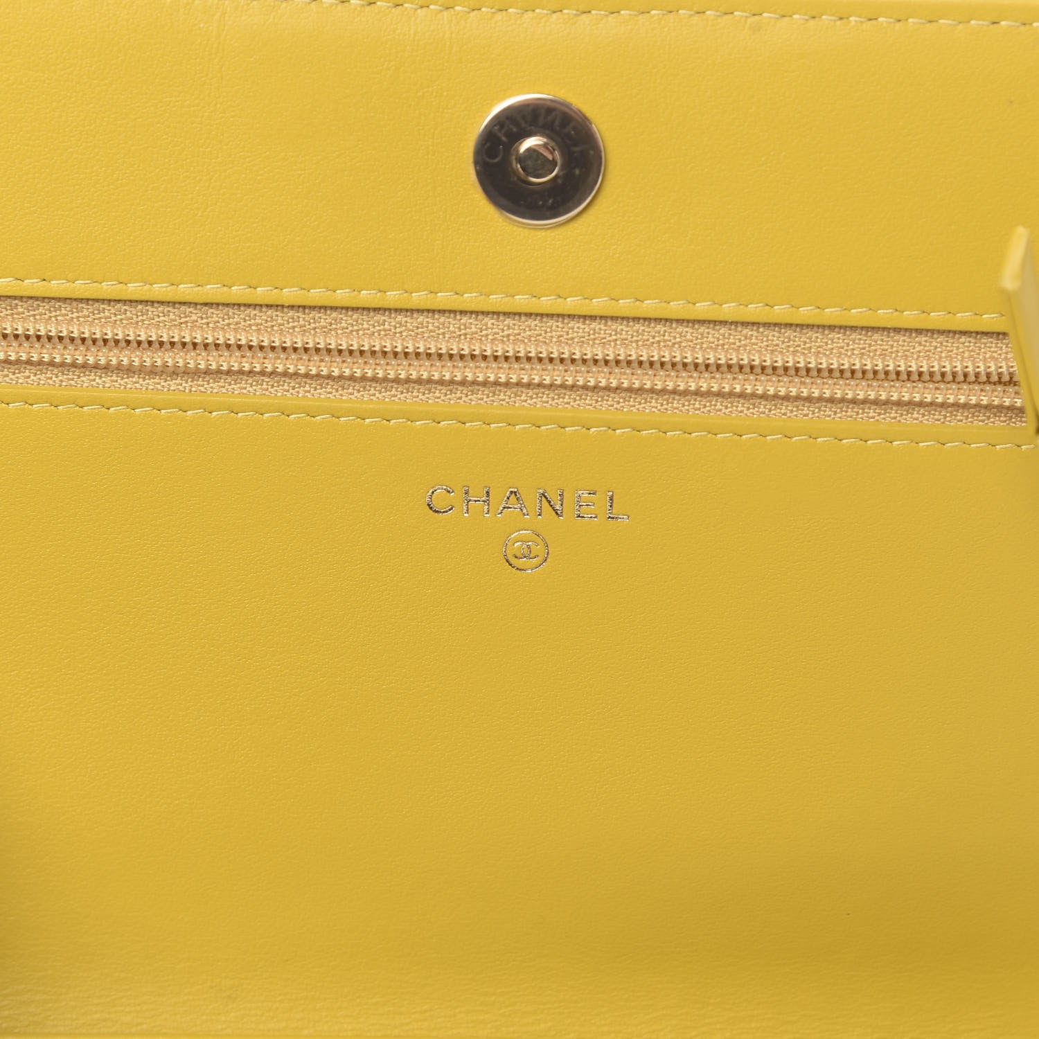 Chanel Caviar Chevron Quilted Boy Wallet On Chain WOC Yellow 6 of 12