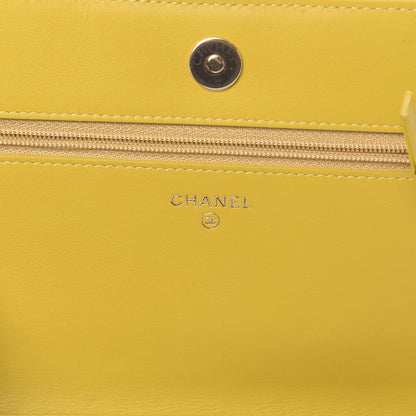 Chanel Caviar Chevron Quilted Boy Wallet On Chain WOC Yellow 6 of 12