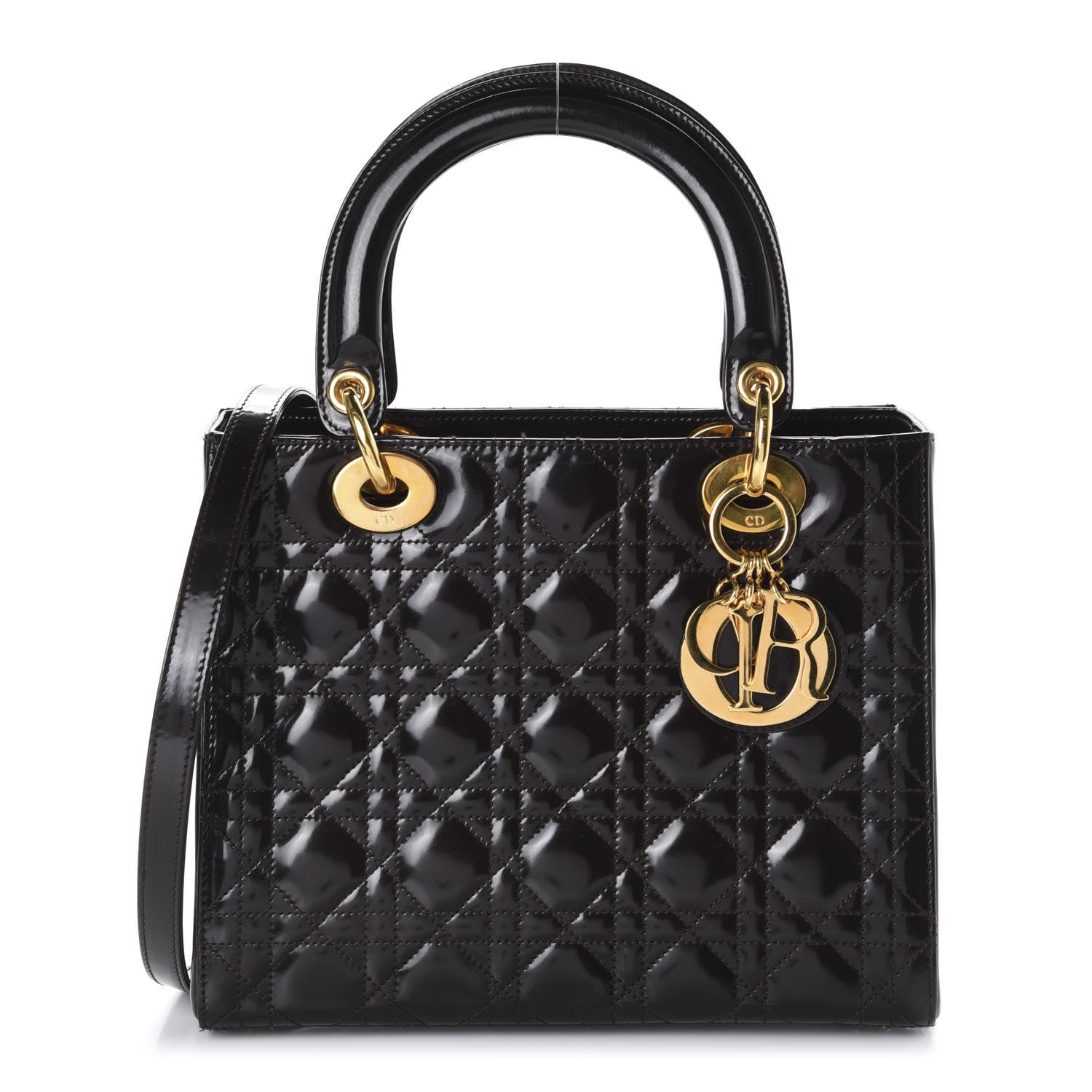 Christian Dior Patent Cannage Medium Lady Dior Black 1 of 10