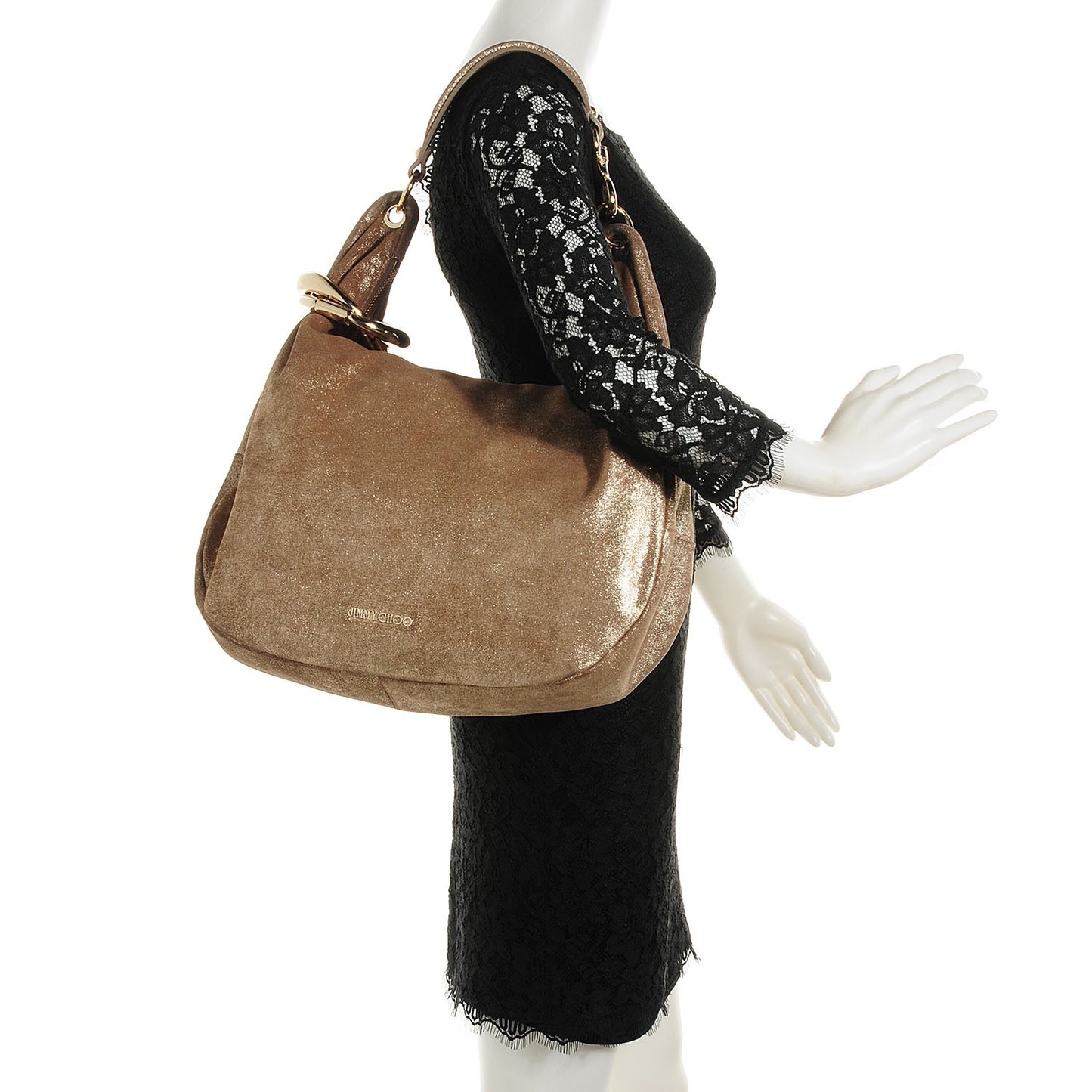 Suede Large Solar Hobo Metallic Gold