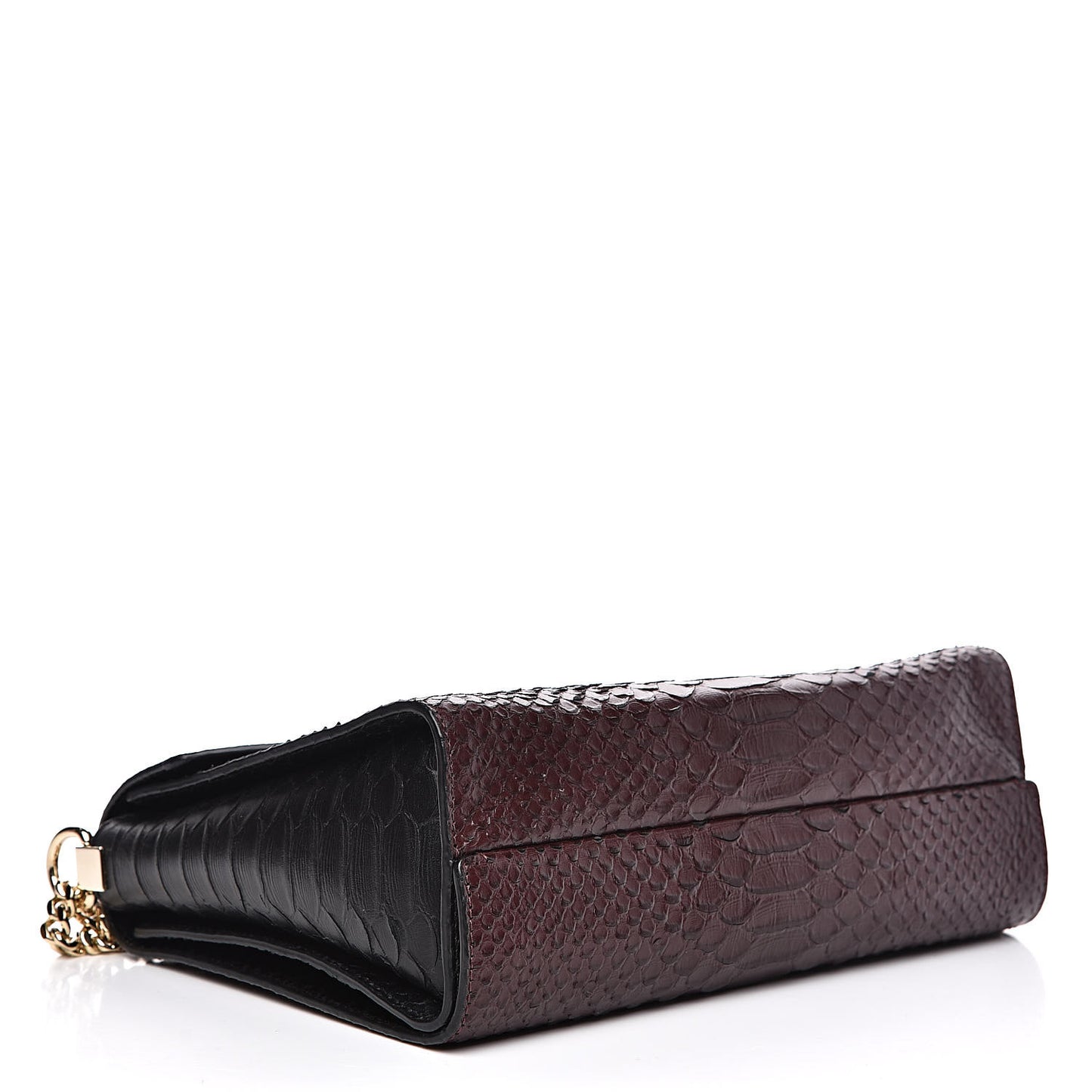 Silky Python Calfskin Embossed Reversible Delphie Crossbody Oxblood Black
