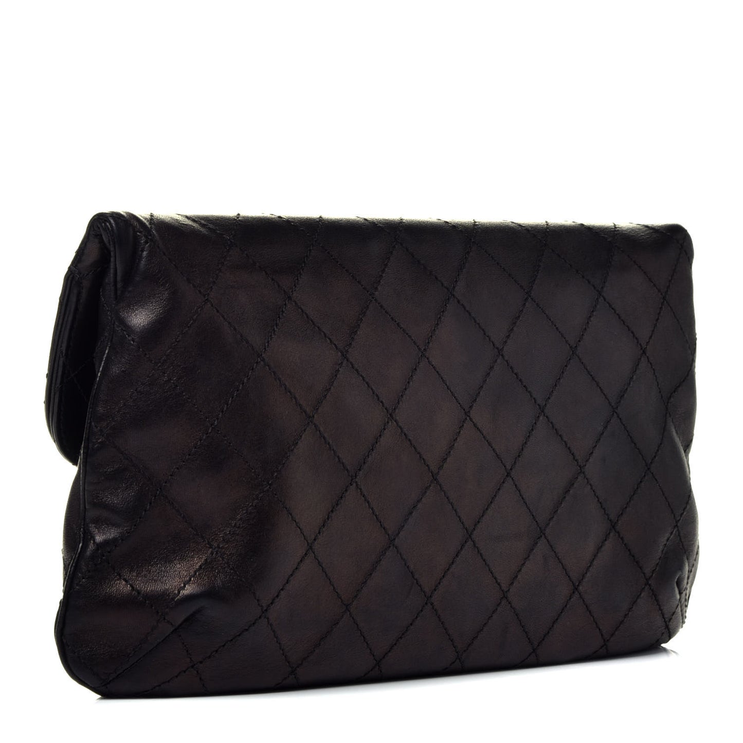 Lambskin Diamond Stitch Convertible Clutch Black