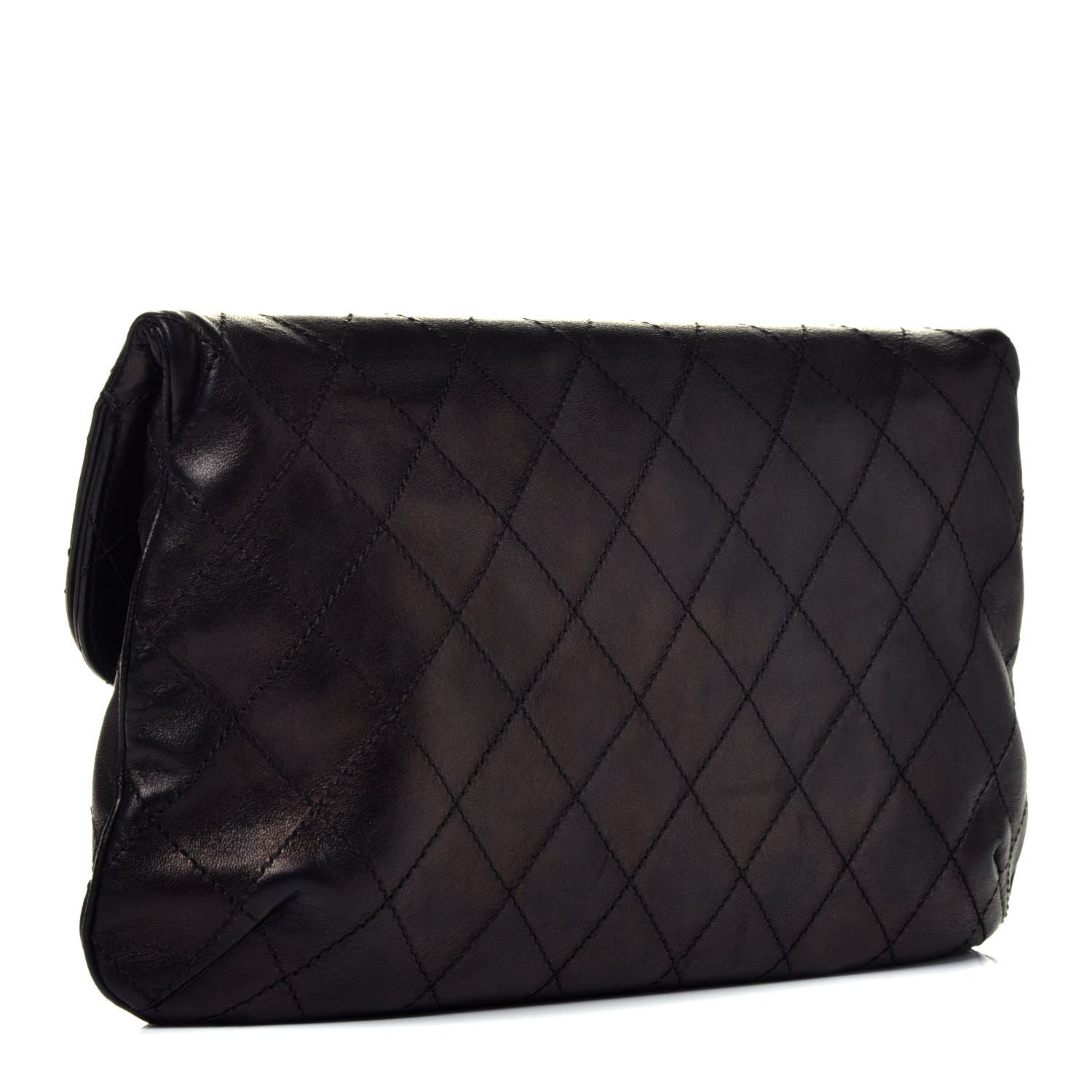 Chanel Lambskin Diamond Stitch Convertible Clutch Black 3 of 7