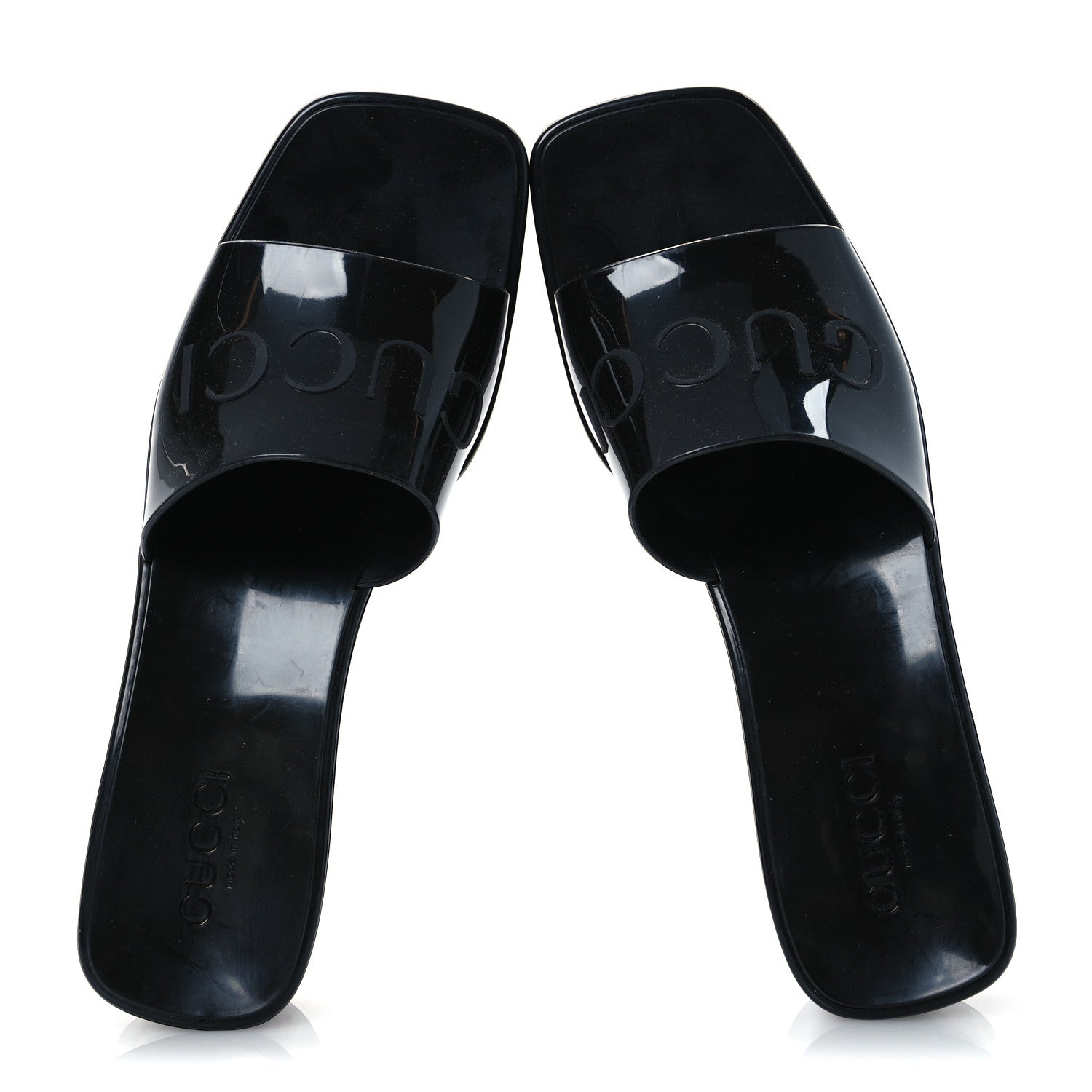 Gucci Rubber Gucci Logo Womens Platform 20/60mm Slide Sandals 40 Black 2 of 11